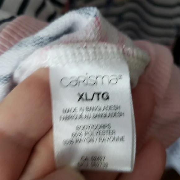 Carisma Women's Striped Pajama Set with Floral Accents - Picture 5 of 8